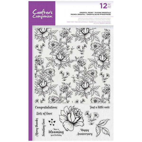 Crafter's Companion Grote Background Clearstamps - Oriental Peony
