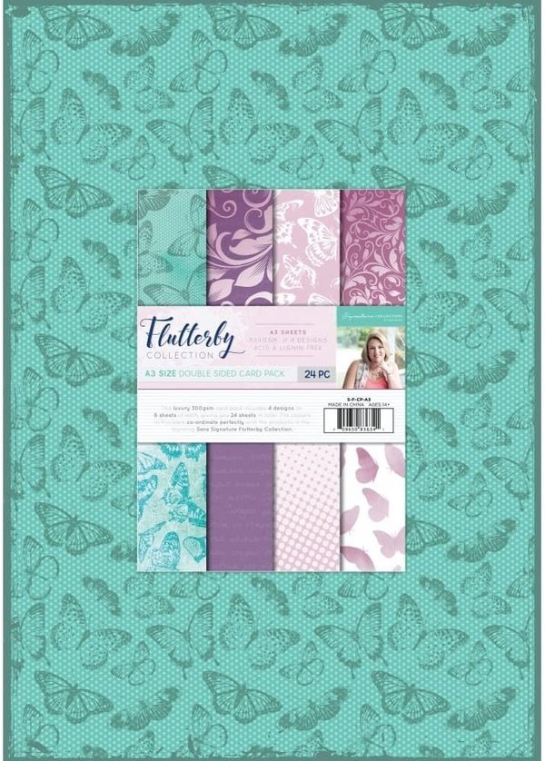 Sara Signature Flutterby-A3 Card Pack, Stock, Multicoloured,