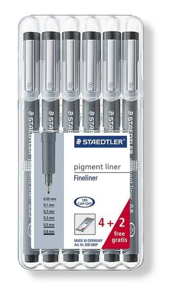 Staedtler Pigment liner Fineliner - Box 6 st. (4+2)