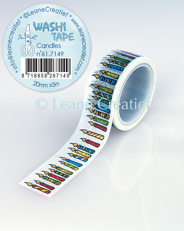 Washi tape Kaarsjes, 20mm x 5m.