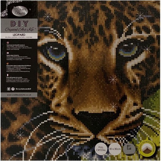 Crystal Art Kit Leopard 30x30cm full square