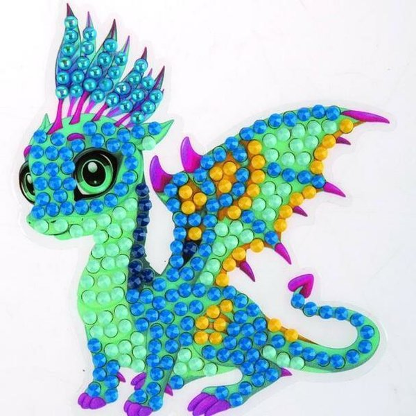 Crystal Sticker Friendly Dragon, motif+crystals+pen+wax+tray