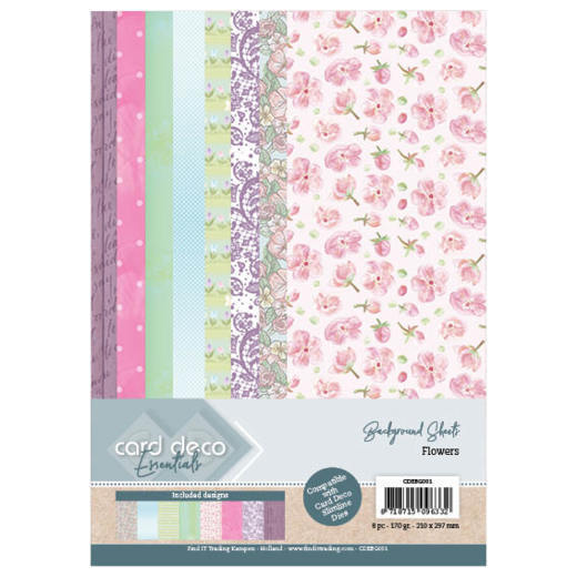 Card Deco Essentials Back Ground Sheets - Flowers