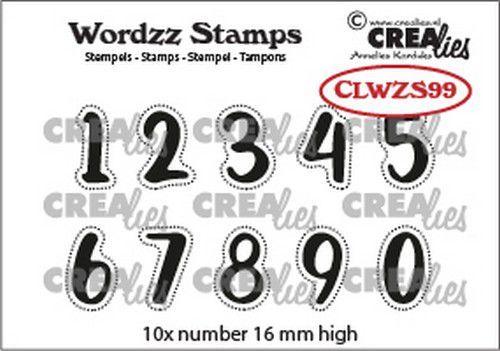 Crealies Clearstamp Wordzz Cijfers CLWZS99 16mm