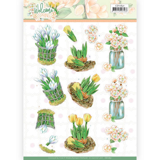 3D cutting sheet - Jeanine's Art Welcome Spring - Yellow Tulips