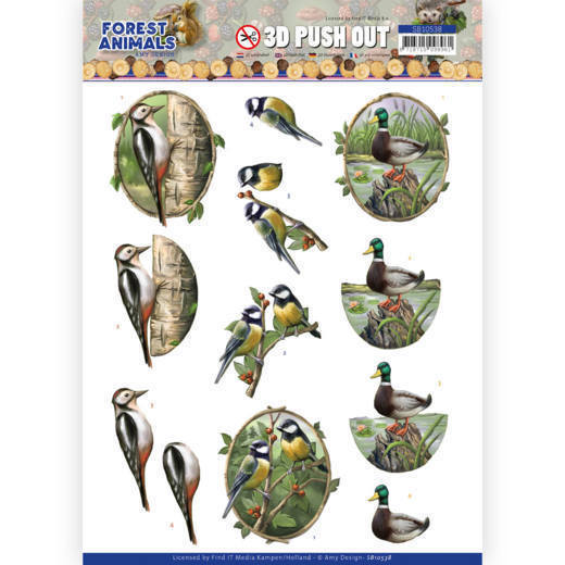3D Push Out - Amy Design Forest Animals - Woodpecker