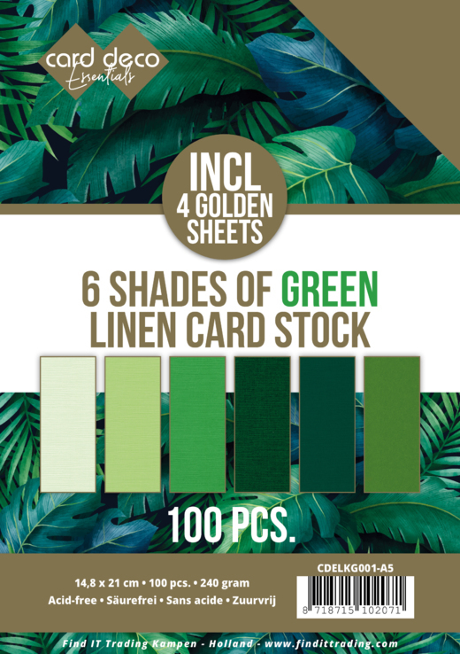 CDELKG001-A56 Shades of green Linen Card Stock - A5