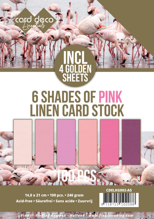 CDELKG002-A56 Shades of pink Linen Card Stock - A5