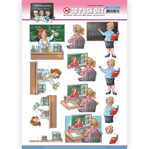 3D Push Out - Yvonne Creations - Bubbly Girls Proffesions - Teacher SB10550
