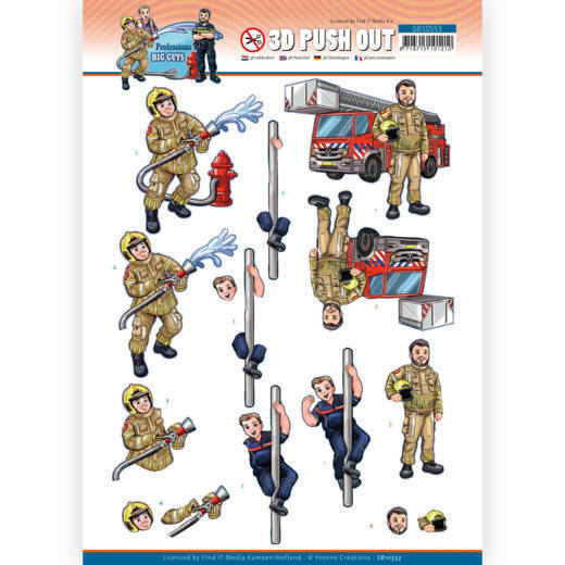 3D Push Out - Yvonne Creations - Big Guys Professions - Fire department