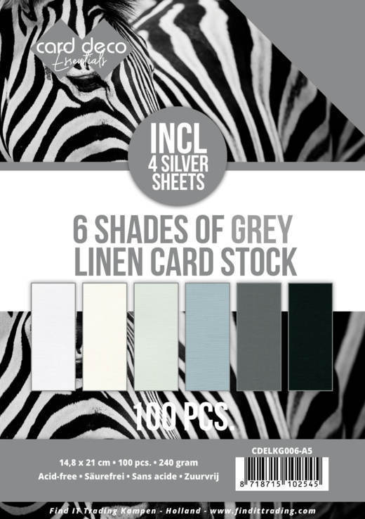 6 Shades of Grey Linen Card Stock - A5