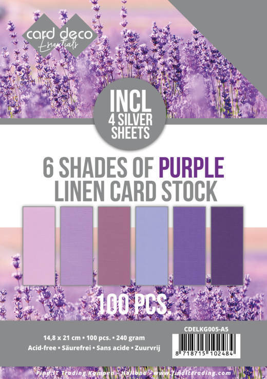 6 Shades of Purple Linen Card Stock - A5