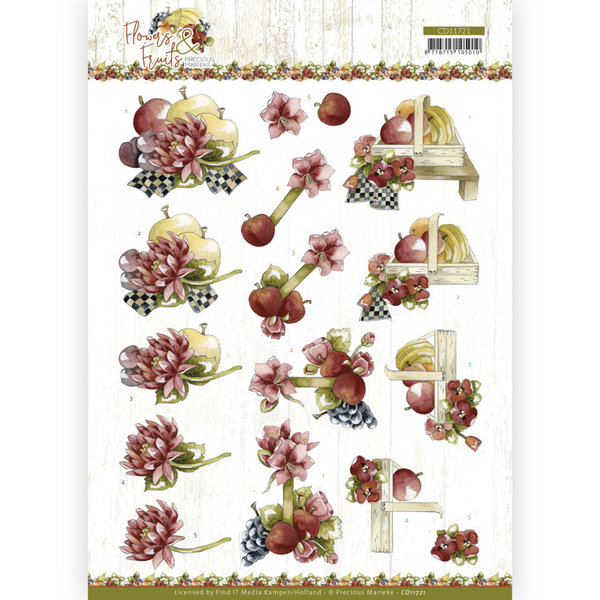 3D Cutting Sheet - Precious Marieke - Flowers and Fruits - Flowers and Apples